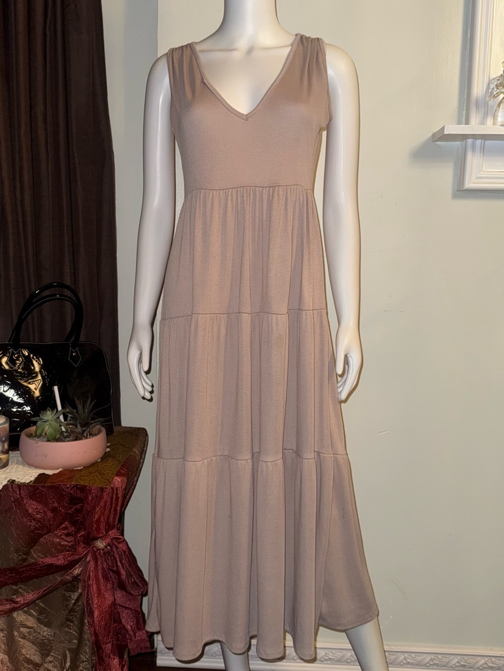 See You Monday Dusty Mauve Sleeveless Tiered Maxi Dress